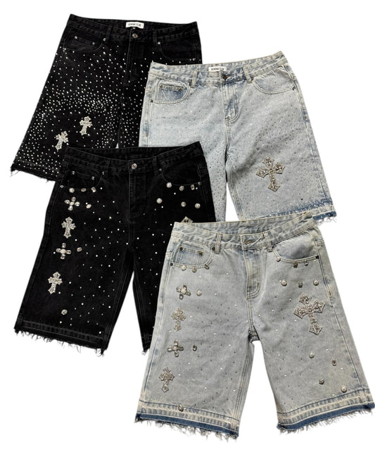 Rhinestone Cross Shorts